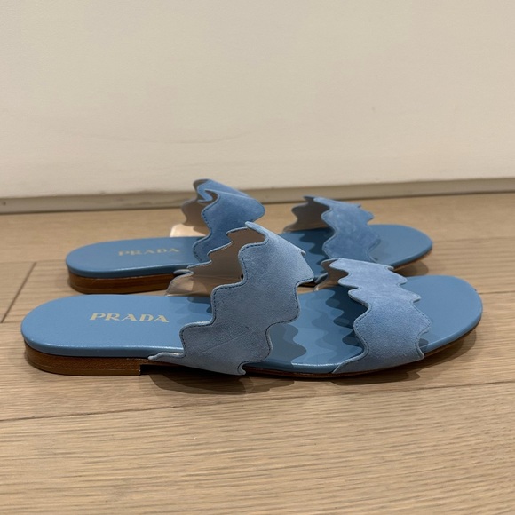 Prada Suede Scalloped Sandals - Picture 4 of 9